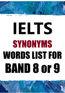 Synonyms Word List A-Z Band 8 or 9