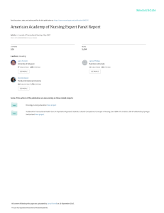American Academy of Nursing Expert Panel Report