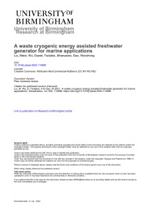 A waste cryogenic energy assisted freshwater generator for marine applications
