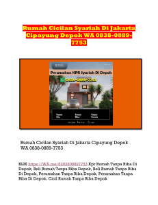 Rumah Cicilan Syariah Di Jakarta Cipayung Depok WA 0838-0889-7753
