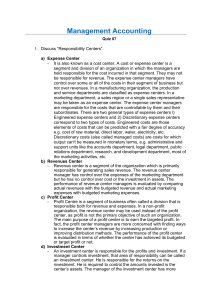 Management Accounting Quiz: Responsibility Centers & Transfer Pricing