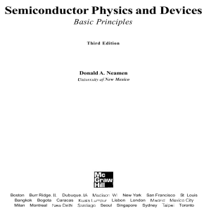 Semiconductor Physics and Devices: Basic Principles