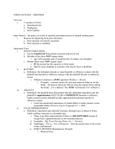 TORTS OUTLINE