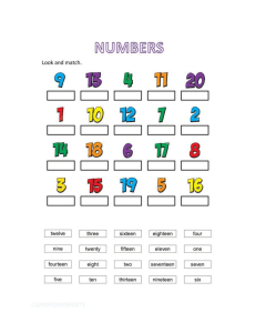 numbers activity
