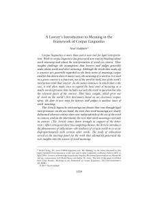 Neal Goldfarb, A Lawyer's Introduction to Meaning in the Framework of Corpus Linguistics