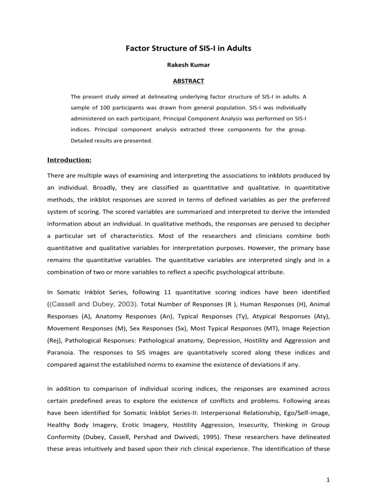 Sis Factor Analysis Paper