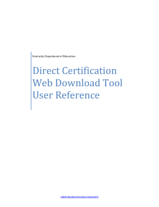 Direct Certification Web Download Tool Help Manual RB ADA