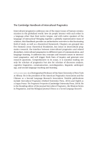 pragmaticse Cambridge Handbook of Intercultural Pragmatics