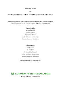 Internship Report On Key Financial Ratio