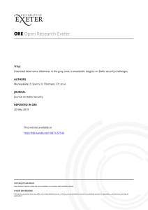 [Journal on Baltic Security] Extended Deterrence Dilemmas in the Grey Zone Trans-Atlantic Insights on Baltic Security Challenges