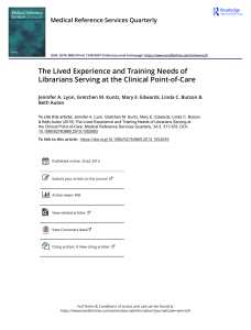 The Lived Experience and Training Needs of Librarians Serving at the Clinical Point of Care