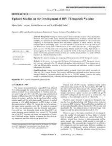 Updated Studies on the Development of HIV Therapeutic Vaccine
