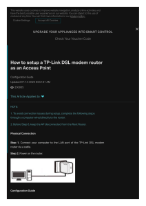 How to setup a TP-Link DSL modem router as an Access Point