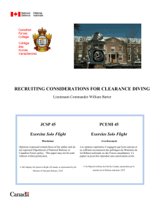 CANADIAN ARMED FORCES - RECRUITING CONSIDERATIONS FOR CLEARANCE DIVING