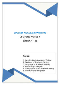 LPE 2501 ACADEMIC WRITING