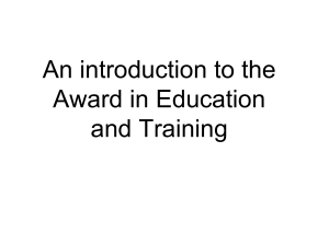 G0001A - PP - An Introduction to the Award in Education and Training