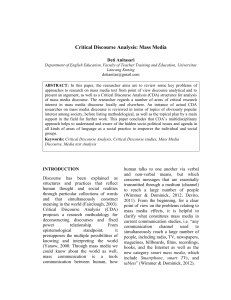 Critical Discourse Analysis Mass Media
