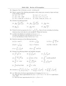 Review of prereq for Calc 2