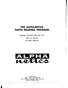 THE ALPHA-NETICS RAPID READING PROGRAM - Owen D. Skousen