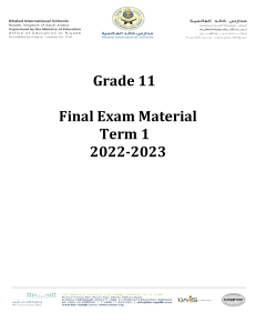 T1 Study Guide - G11
