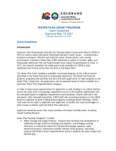 Water Plan Grant Criteria Guidelines