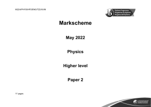 Physics paper 2  TZ2 HL markscheme