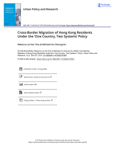 Cross Border Migration of Hong Kong Residents Under the One Country Two Systems Policy