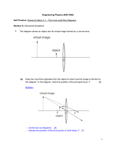 Thin Lens Light Ray Diagrams: Engineering Physics Worksheet