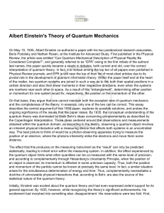 Albert Einsteins Theory of Quantum Mechanics