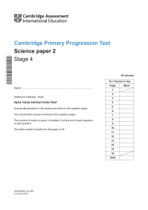 2018 Cambridge Primary Progression Test Science Stage 4 QP Paper 2 tcm142-430095