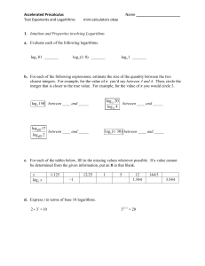 Exponentials and Logarithms 2019-20 Practice Quiz Final
