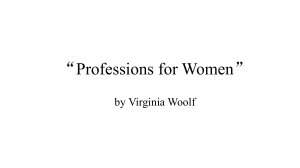 “Professions for Women” Virginia Woolf