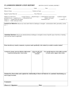 Elementary Classroom Observation Report