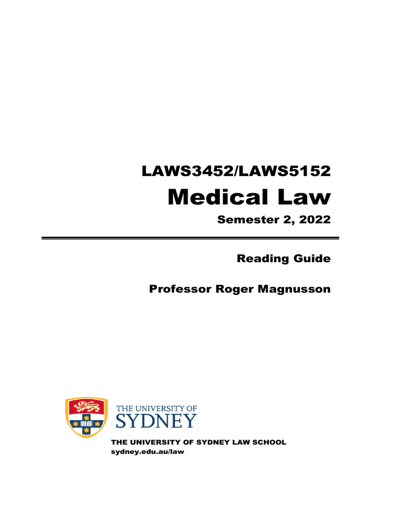 5152 MedicalLaw Reading+Guide S2+2022