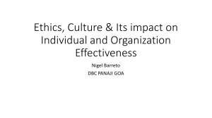Ethics, Culture & Its impact on Individual