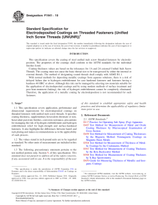 Electrodeposited Coatings on Threaded Fasteners Standard