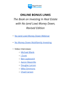 No Money Down online links