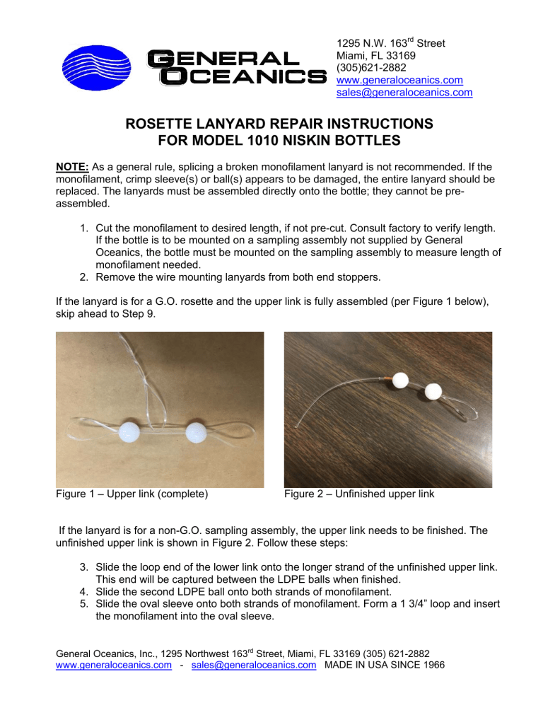 GENERAL OCEANICS 1010 rosette lanyard repair instructions
