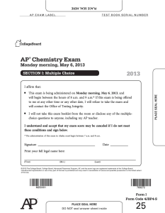 AP Chem 2013 Exam Set A