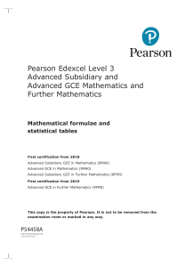 Pearson Edexcel A Level GCE in Mathematics Formulae Book (1)