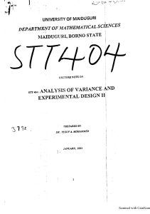 stat404 Analysis of variances and experimental design ll