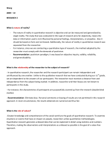 Quantitative Research: Nature, Relationship, Values, Process