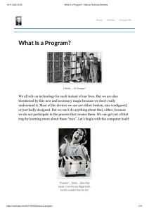 What Is a Program  - Marcus Technical Services