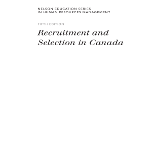 Recruitment & Selection in Canada