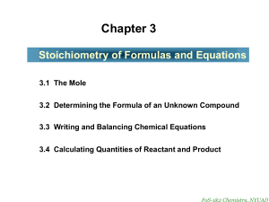 Stochiometry of formulas and equations