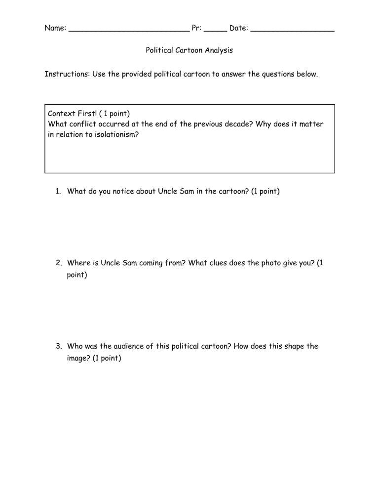 Political Cartoon Worksheet