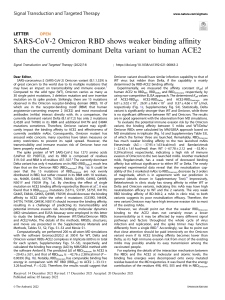 SARS-CoV-2 Omicron RBD shows weaker binding affini
