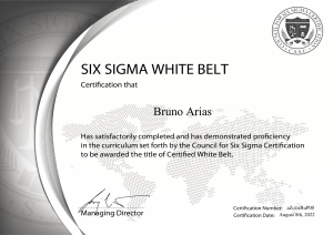 Official Certification Issued Six Sigma White Belt Certification