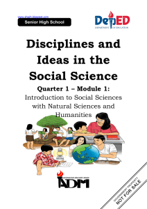 DISS mod1 Introduction to Social Sciences with Natural Sciences and  Humanities