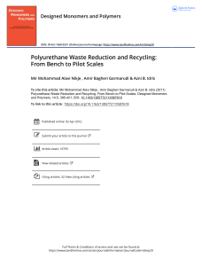 Polyurethane Waste Recycling: Bench to Pilot Scales